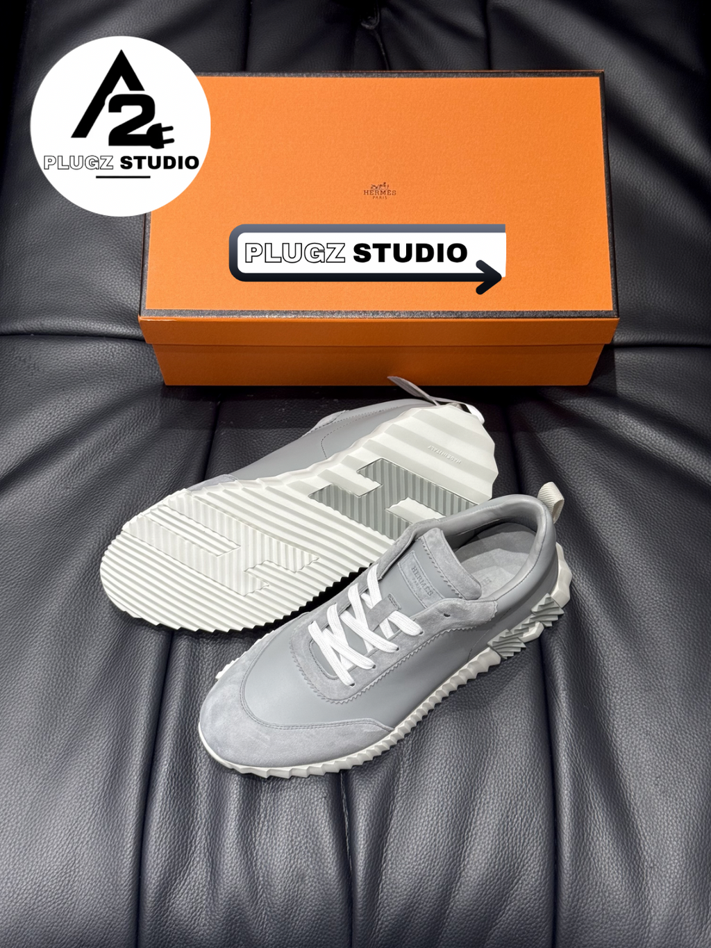 Hermès Bouncing – Gris Clair / Blanc