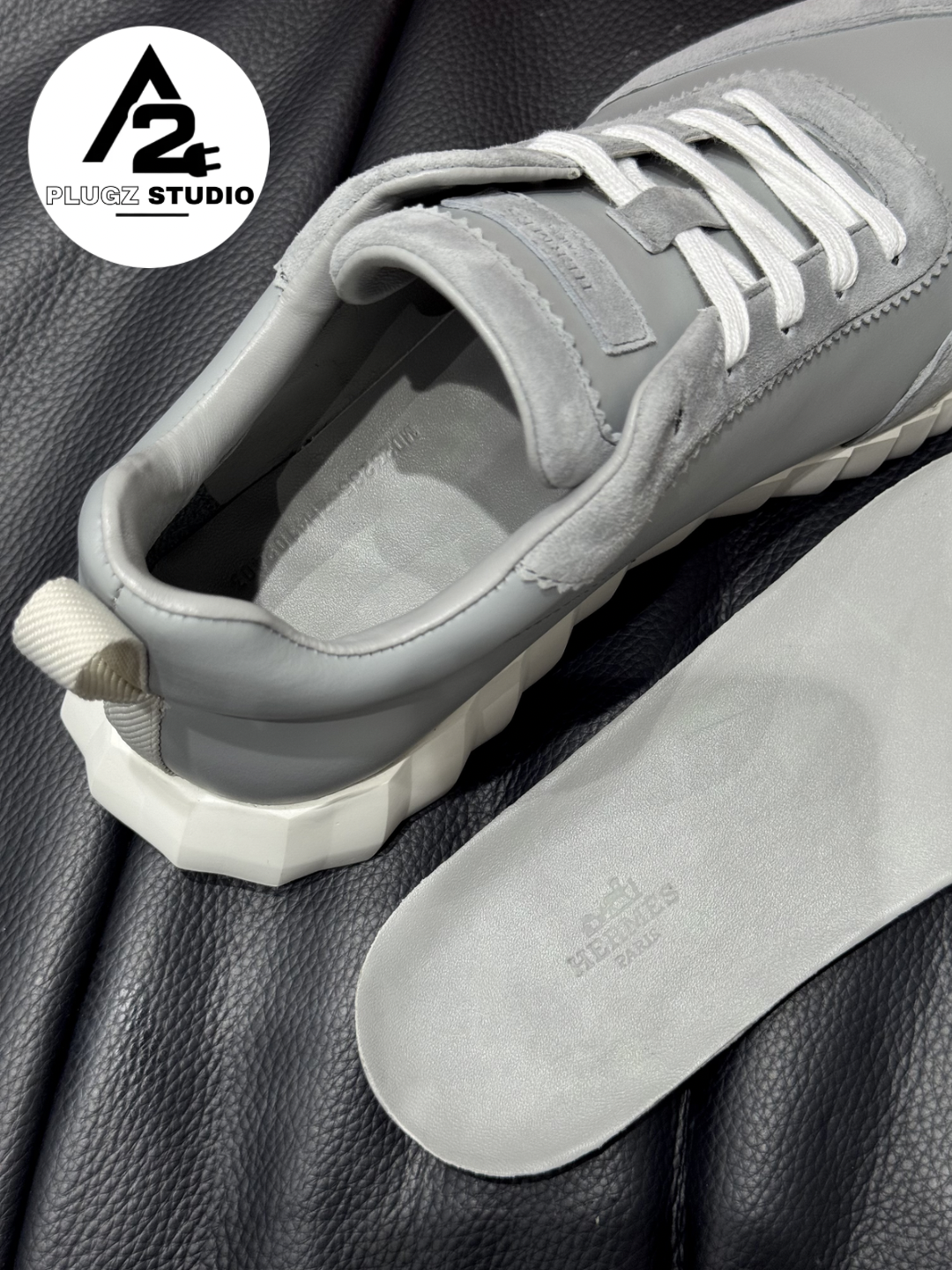 Hermès Bouncing – Gris Clair / Blanc