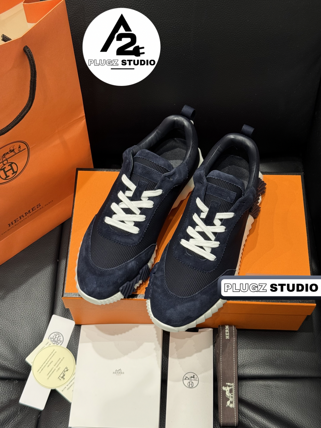 Hermès Bouncing – Navy / Blanc