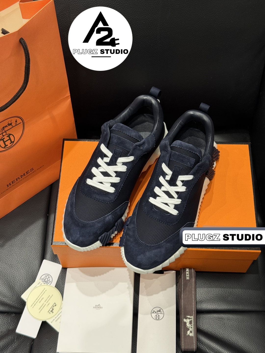 Hermès Bouncing – Navy / Blanc