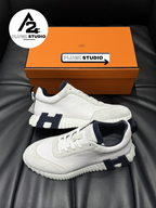 Hermès Bouncing Leather & Suede – Blanc / Bleu Marine / Blanc Cassé