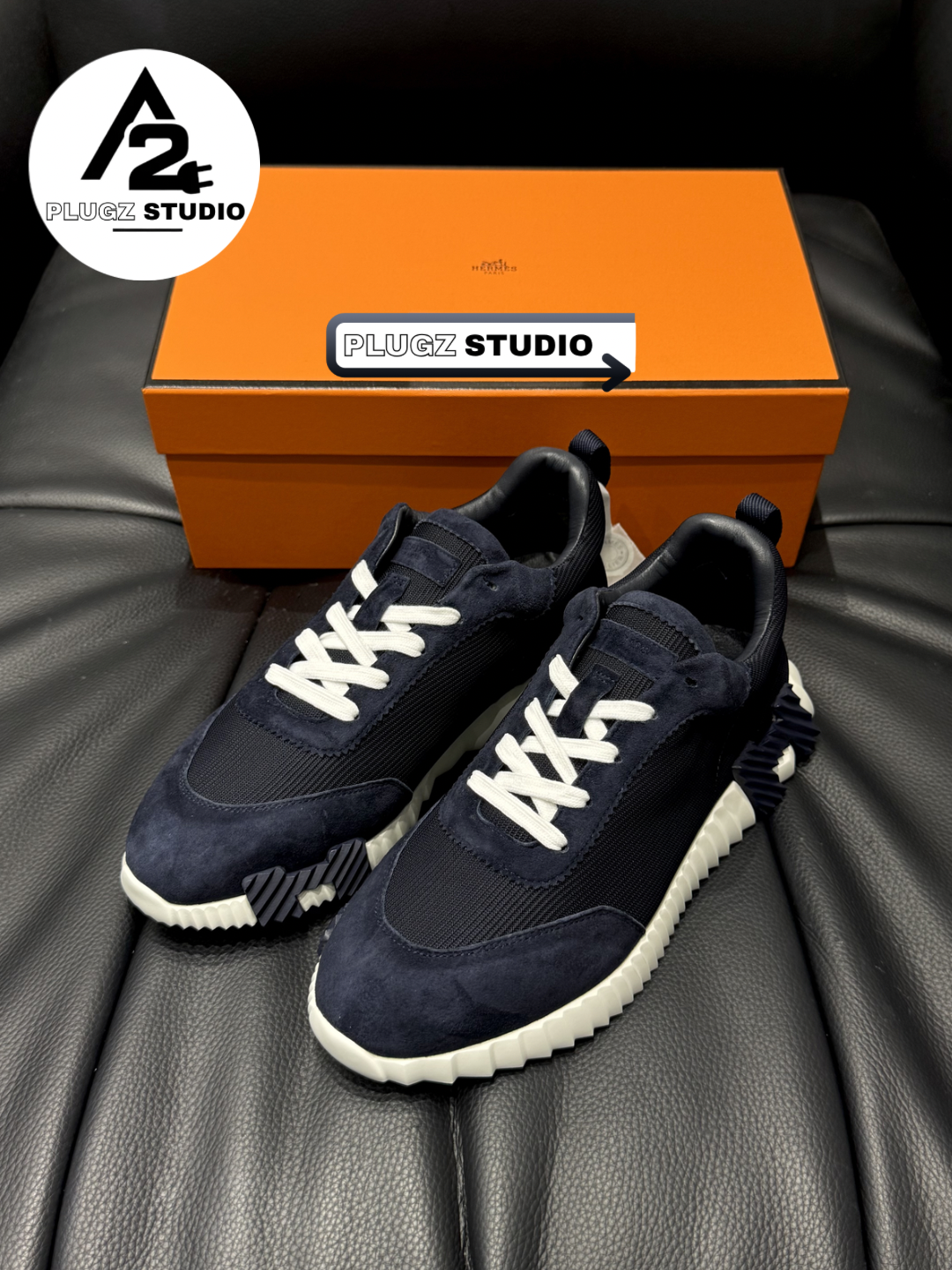 Hermès Bouncing – Navy / Blanc