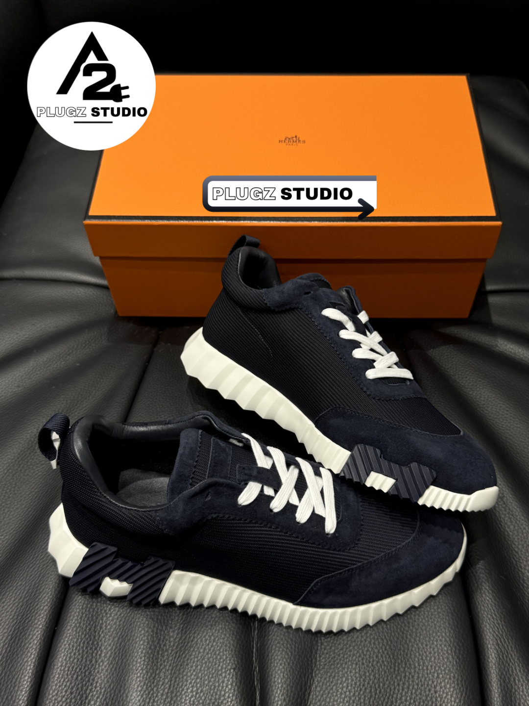 Hermès Bouncing – Navy / Blanc