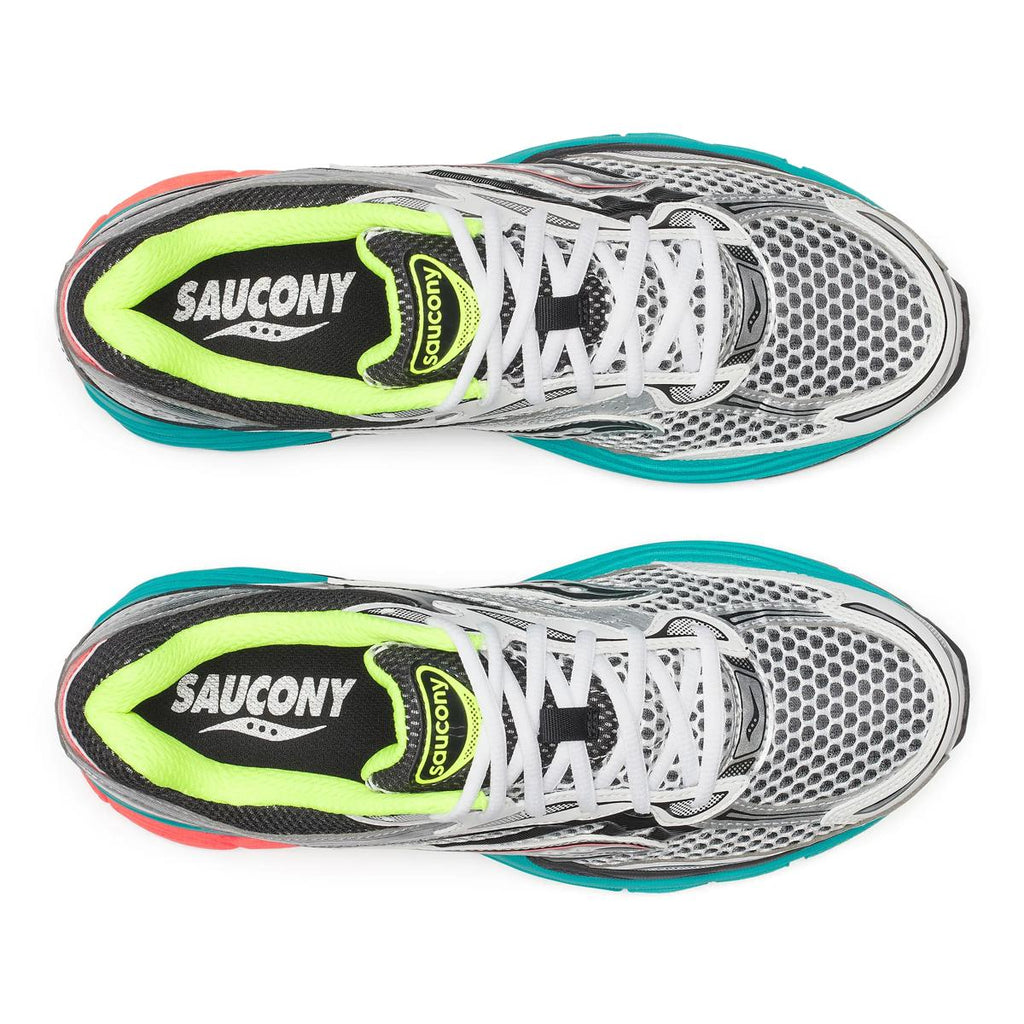Saucony ProGrid Omni 9 – White / Teal / Neon