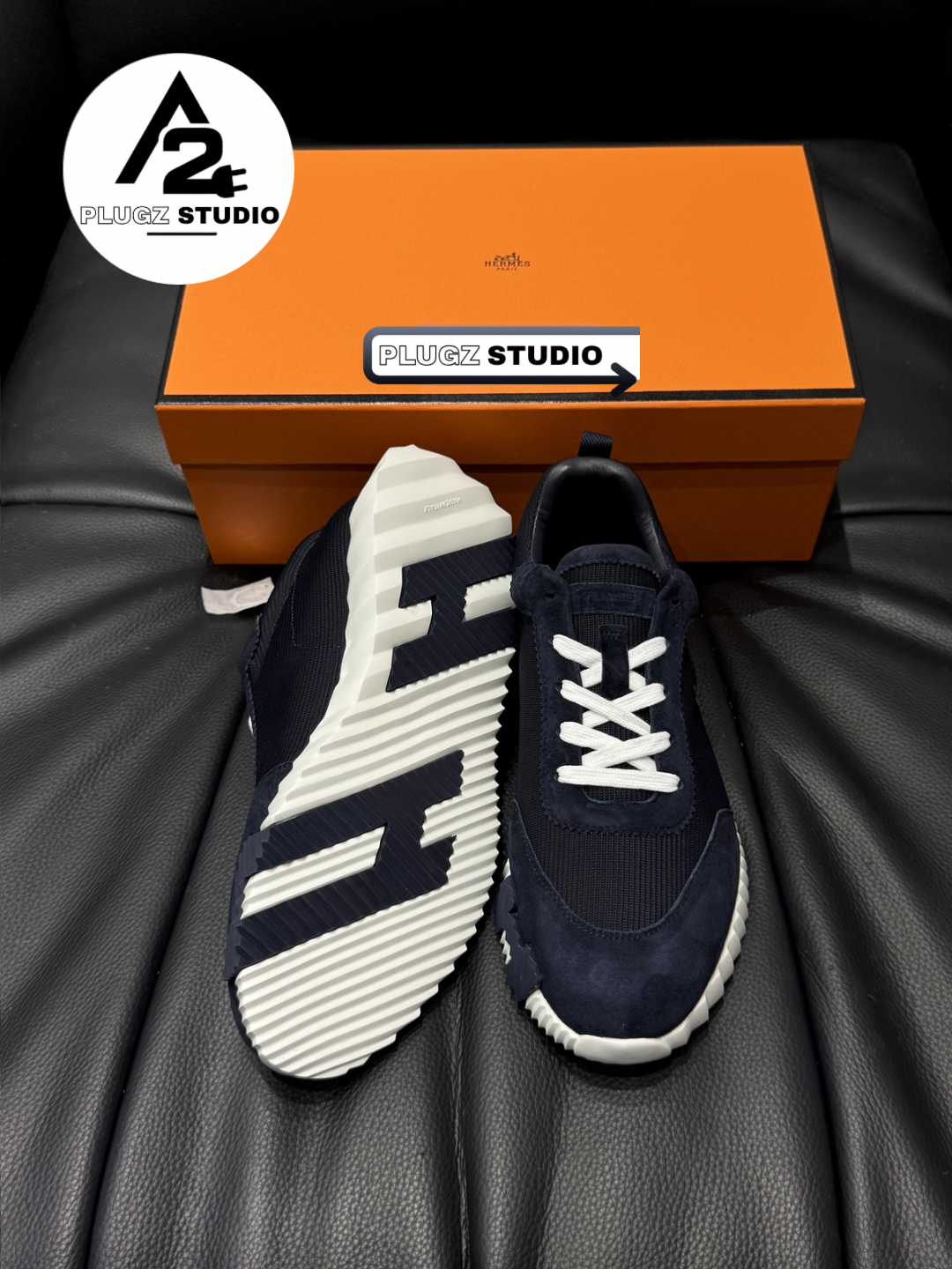 Hermès Bouncing – Navy / Blanc